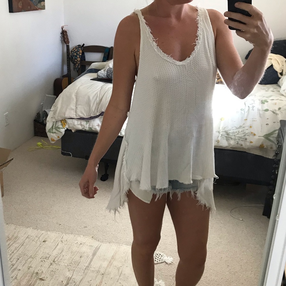 Free people waffle distressed tank